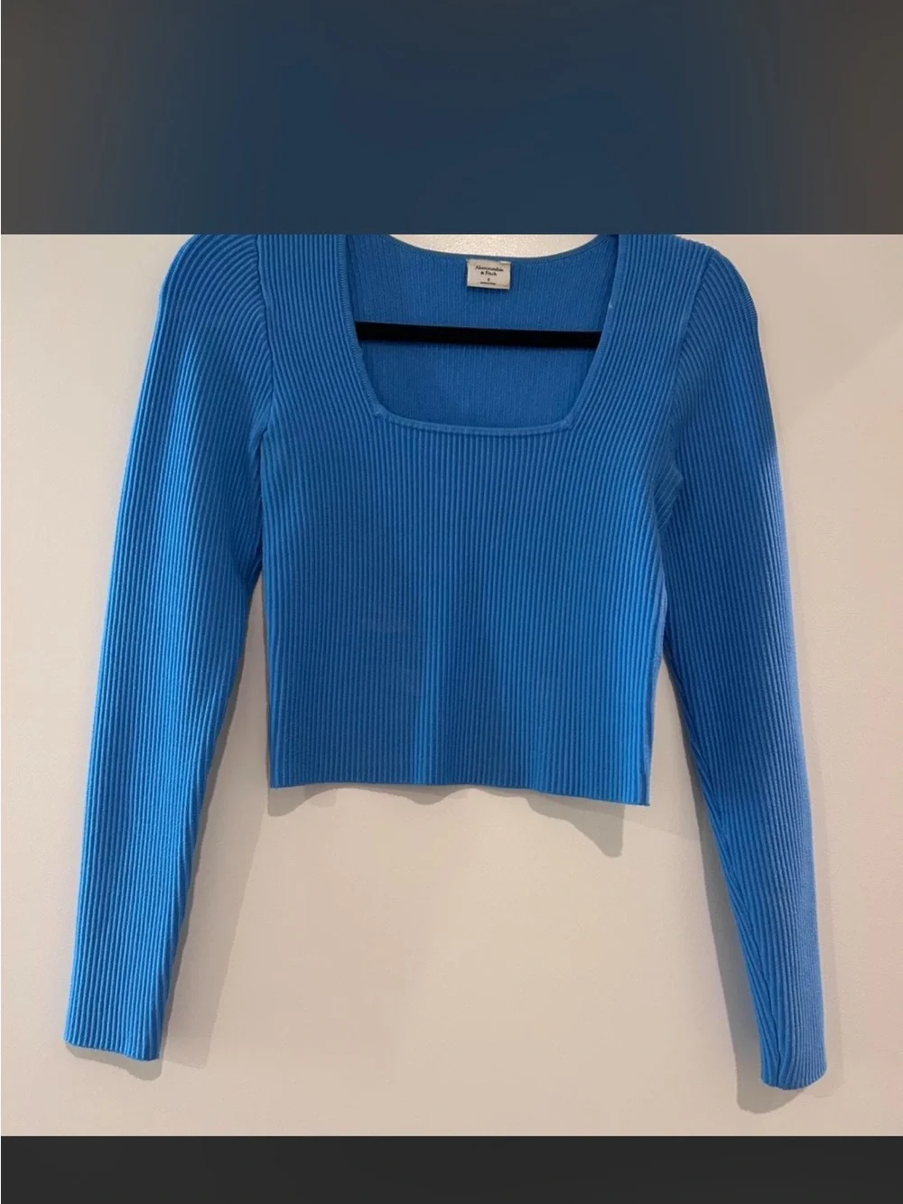 Abercrombie & Fitch Blue Ribbed Square Neck Women's Top